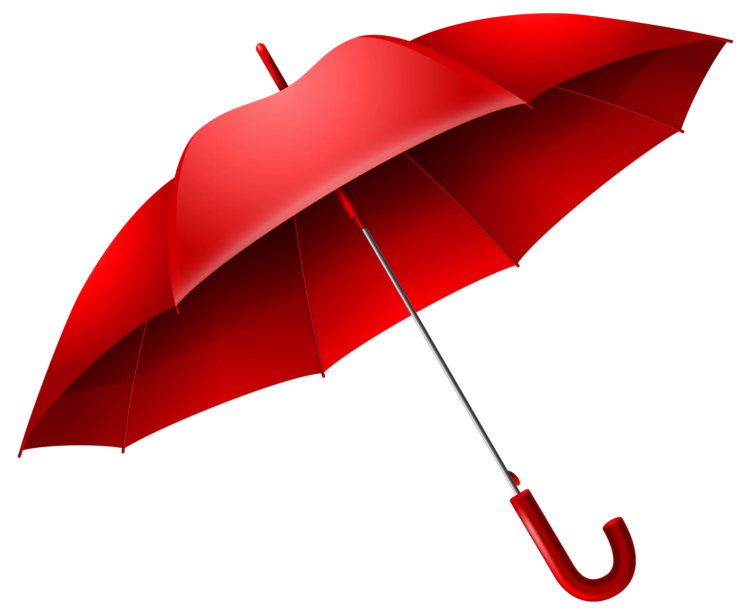 Bold Crimson Classic Open Umbrella Clipart Design with Elegant Curved Handle