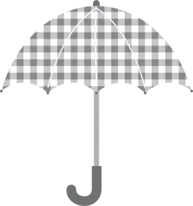 Charming Gray Gingham Pattern Umbrella Clipart with Elegant Curved Handle