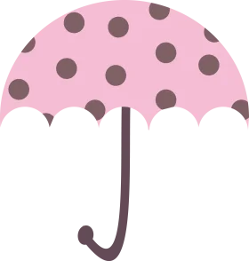 Charming Pink Polka Dot Umbrella Clipart with Soft Curved Edges and Elegant Design