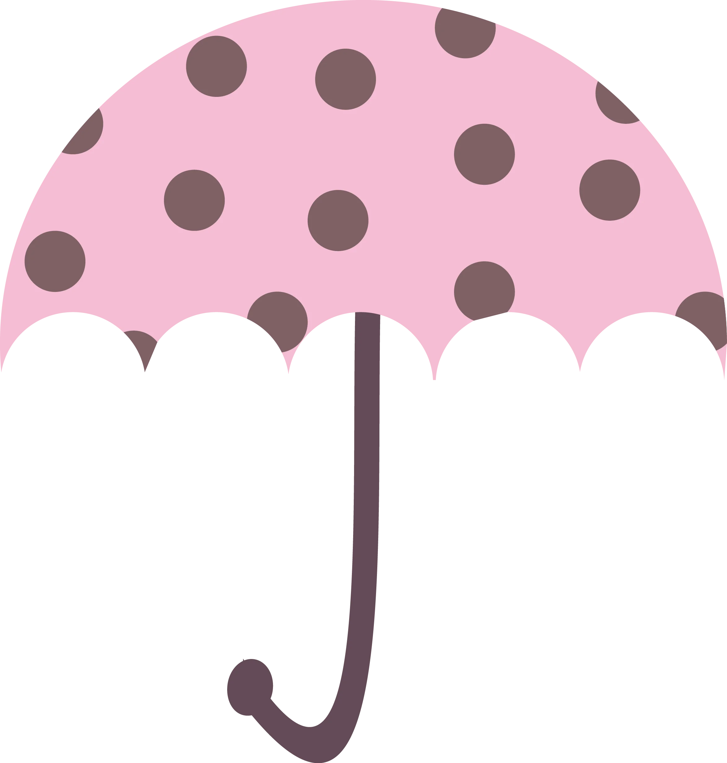 Charming Pink Polka Dot Umbrella Clipart with Soft Curved Edges and Elegant Design