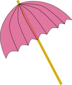 Charming Pink Umbrella Clipart with Delicate Scalloped Edges and Golden Handle