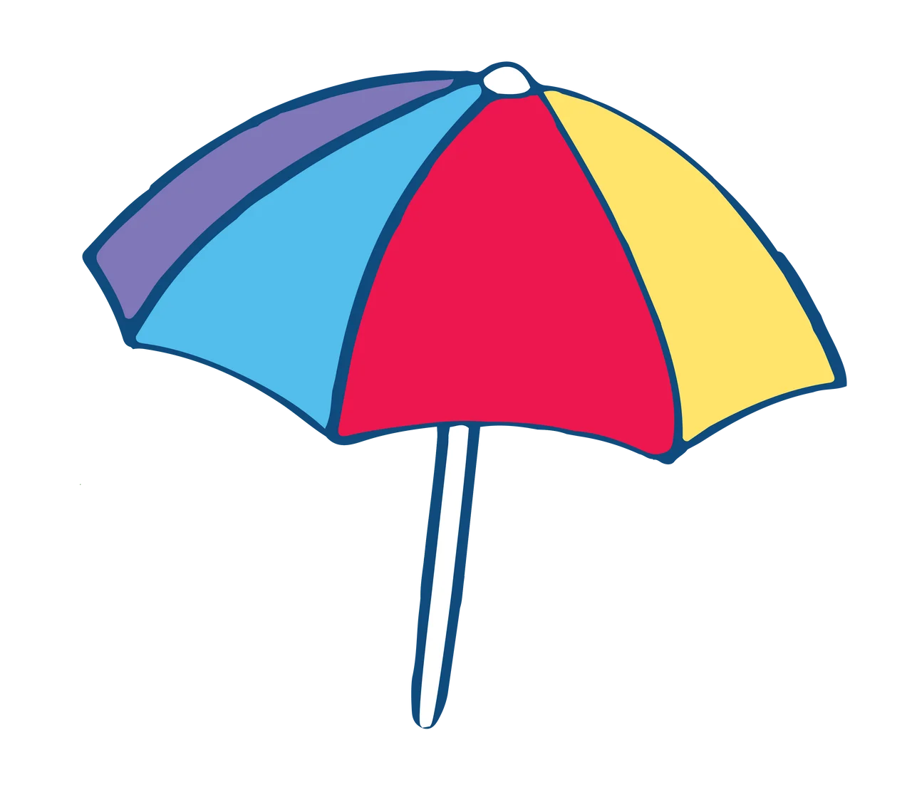 Cheerful Summer Beach Umbrella Clipart with Rainbow-Inspired Color Palette