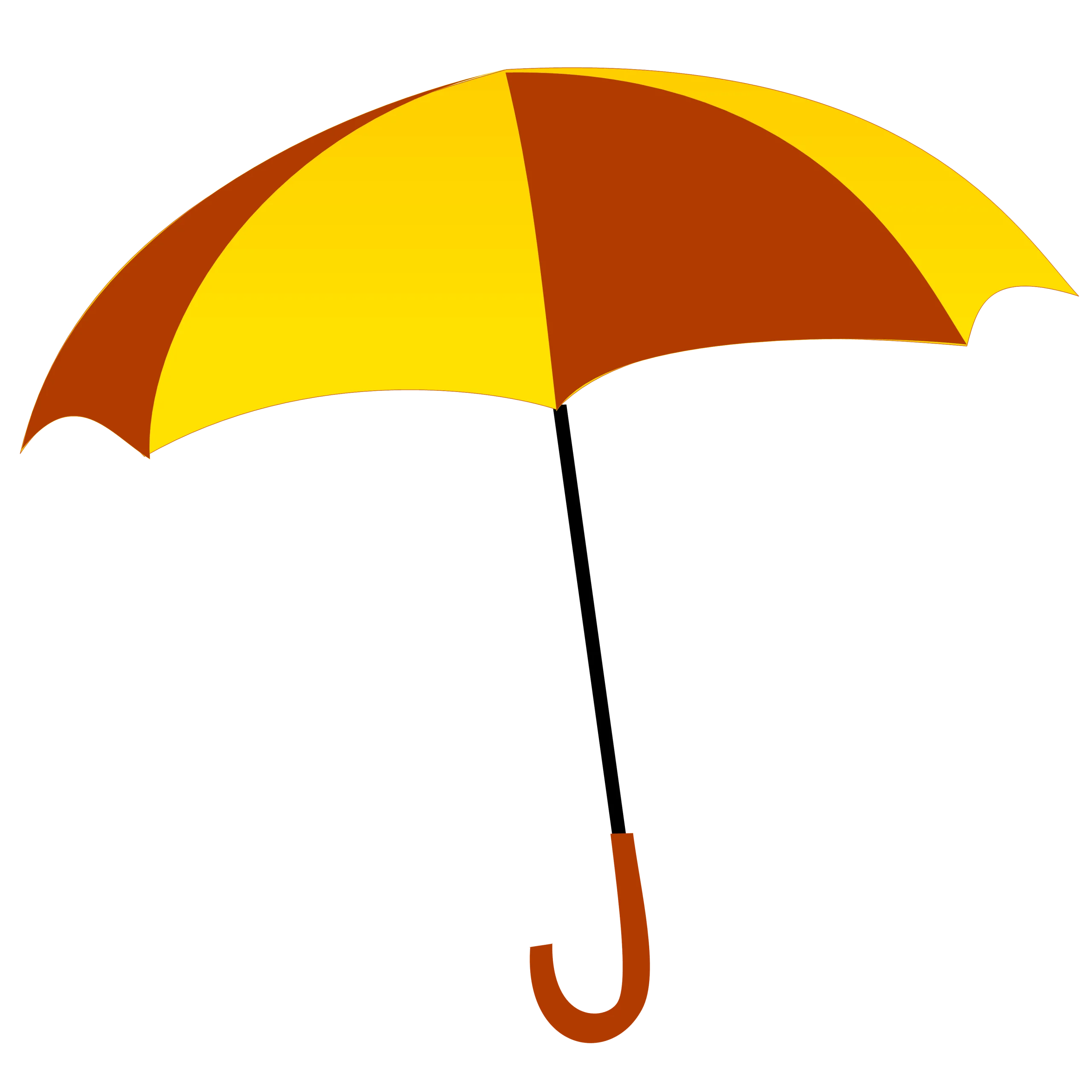 Cheerful Sunburst Yellow and Burnt Orange Open Umbrella Clipart Design