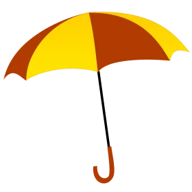 Cheerful Sunshine and Amber Umbrella Clipart - Rainy Day Protection Design