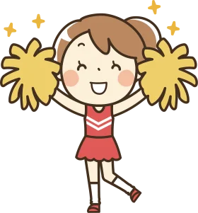 Cheerful Young Cheerleader Clipart Illustration with Sparkling Pom-Poms