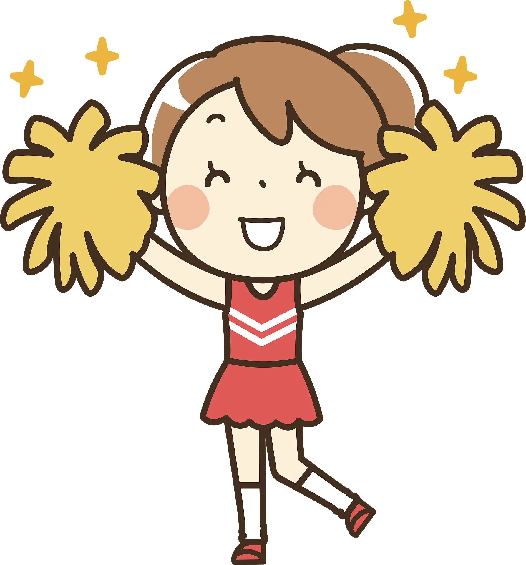 Cheerful Young Cheerleader Clipart Illustration with Sparkling Pom-Poms