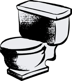Classic Black and White Bathroom Fixture Toilet Clipart Illustration Design