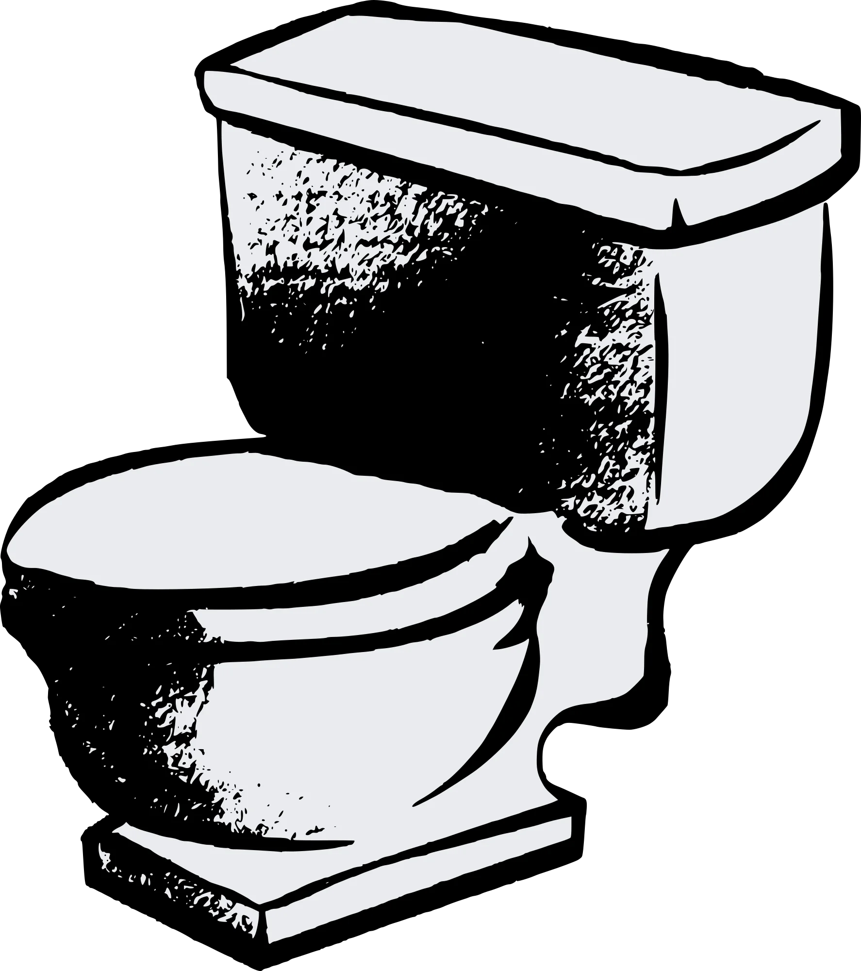 Classic Black and White Bathroom Fixture Toilet Clipart Illustration Design