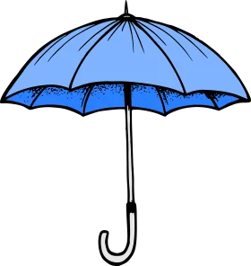 Classic Blue Open Umbrella Clipart with Elegant Curved Handle Design