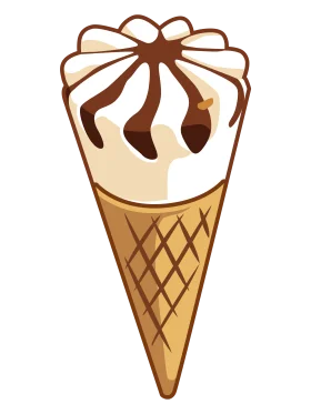 Classic Chocolate Vanilla Swirl Ice Cream Cone Artistic Clipart Design