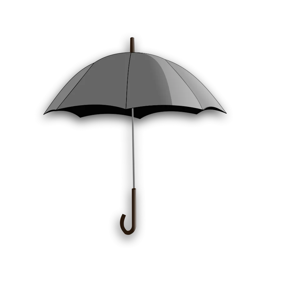 Classic Gray Umbrella Clipart: Elegant Rain Protection Illustration Design