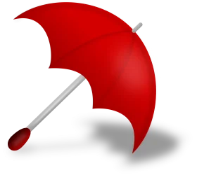 Classic Scarlet Red Umbrella Clipart Design with Metallic Handle