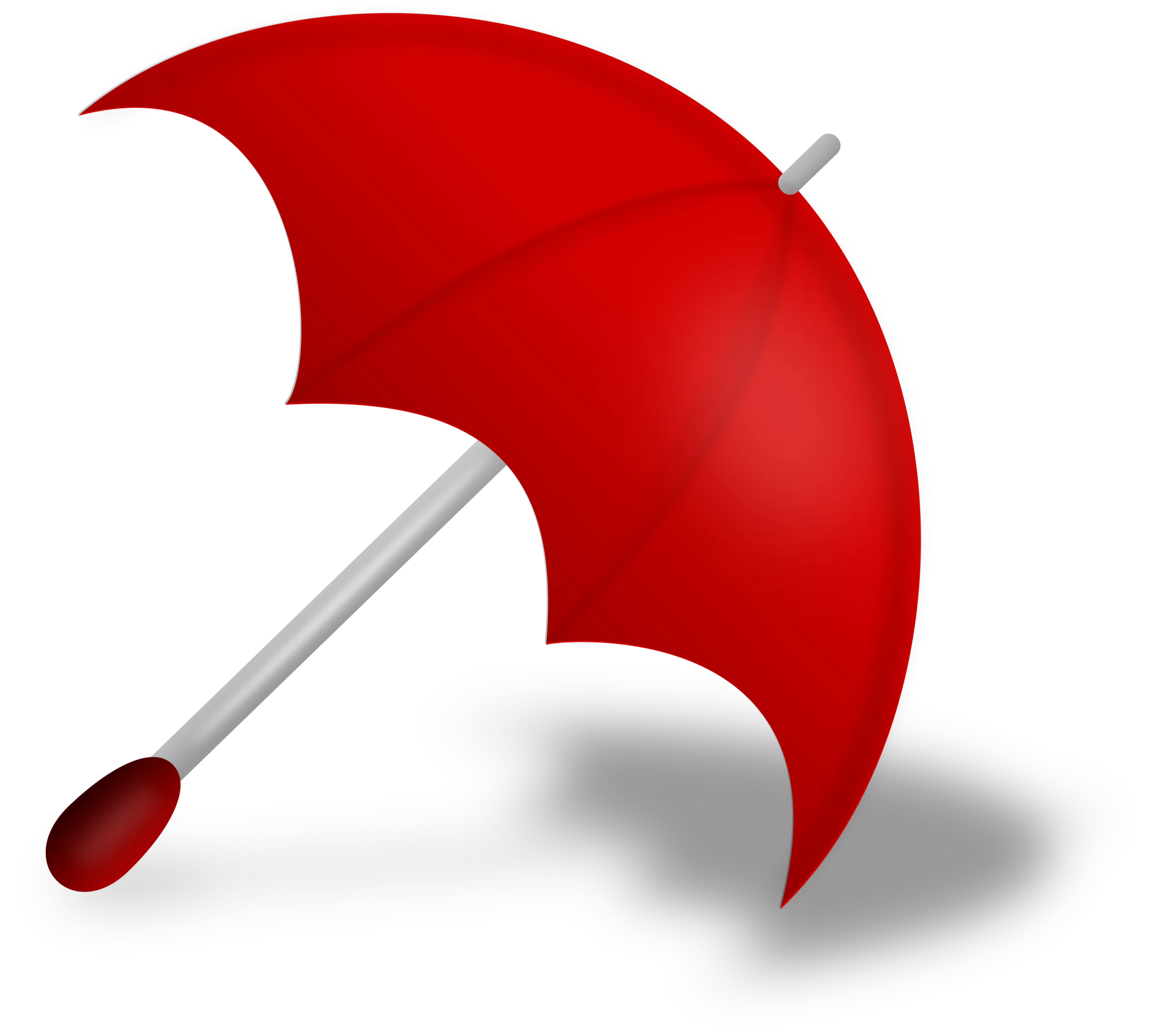 Classic Scarlet Red Umbrella Clipart Design with Metallic Handle