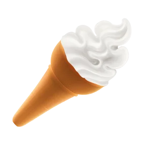 Classic Soft Serve Vanilla Ice Cream Cone Clipart with Golden Wafer Texture