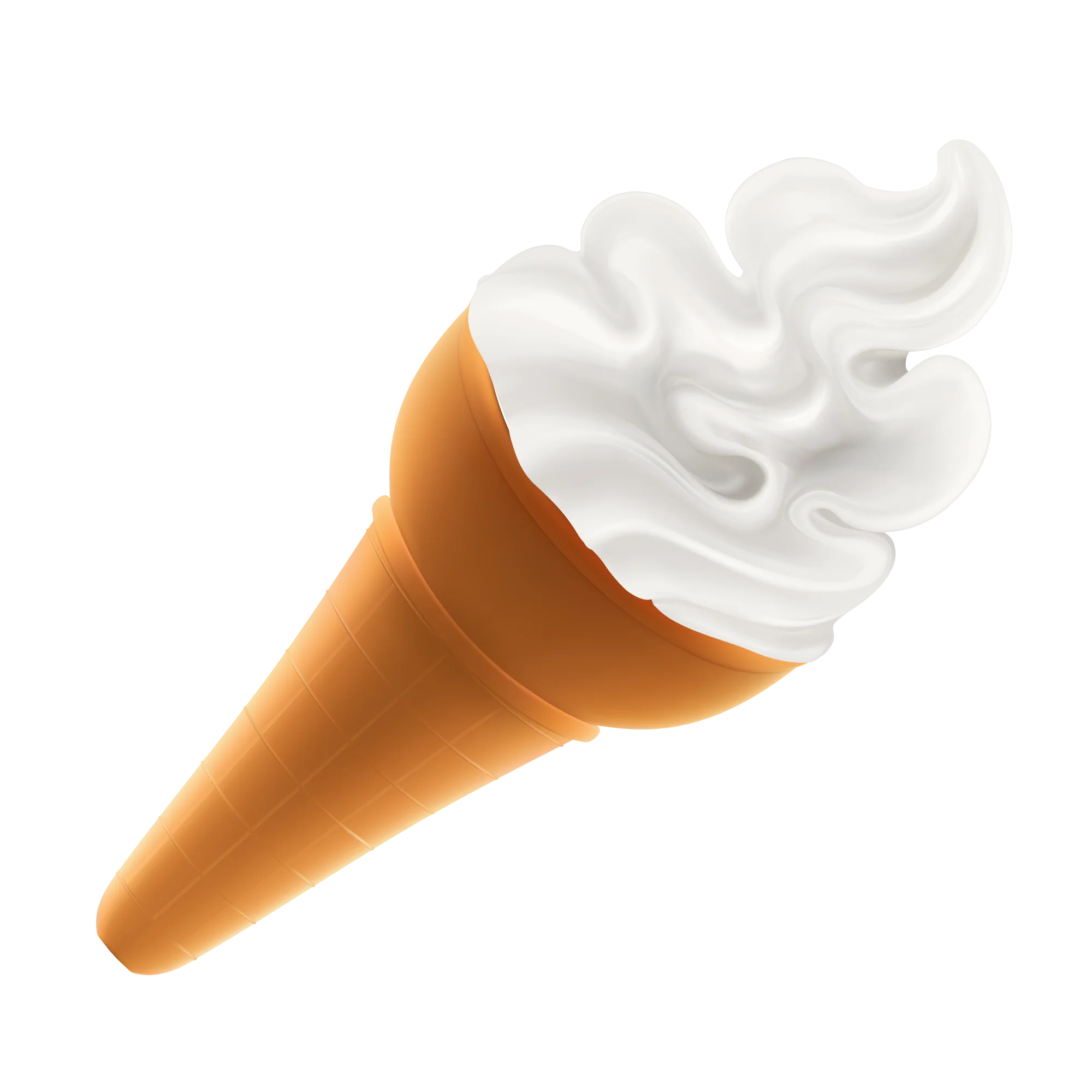 Classic Soft Serve Vanilla Ice Cream Cone Clipart with Golden Wafer Texture
