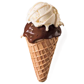 Classic Vanilla and Chocolate Swirl Ice Cream Cone Clipart with Delectable Melting Layers