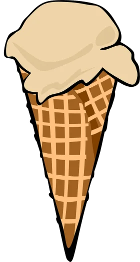 Classic Vanilla Ice Cream Cone Clipart with Warm Golden Waffle Texture