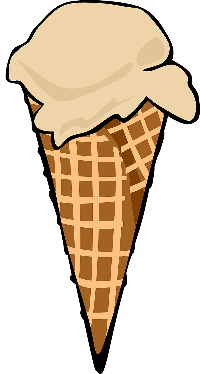 Classic Vanilla Ice Cream Cone Clipart with Warm Golden Waffle Texture