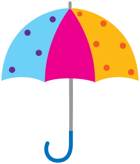 Colorful Polka Dot Umbrella Clipart with Playful Design and Cheerful Palette