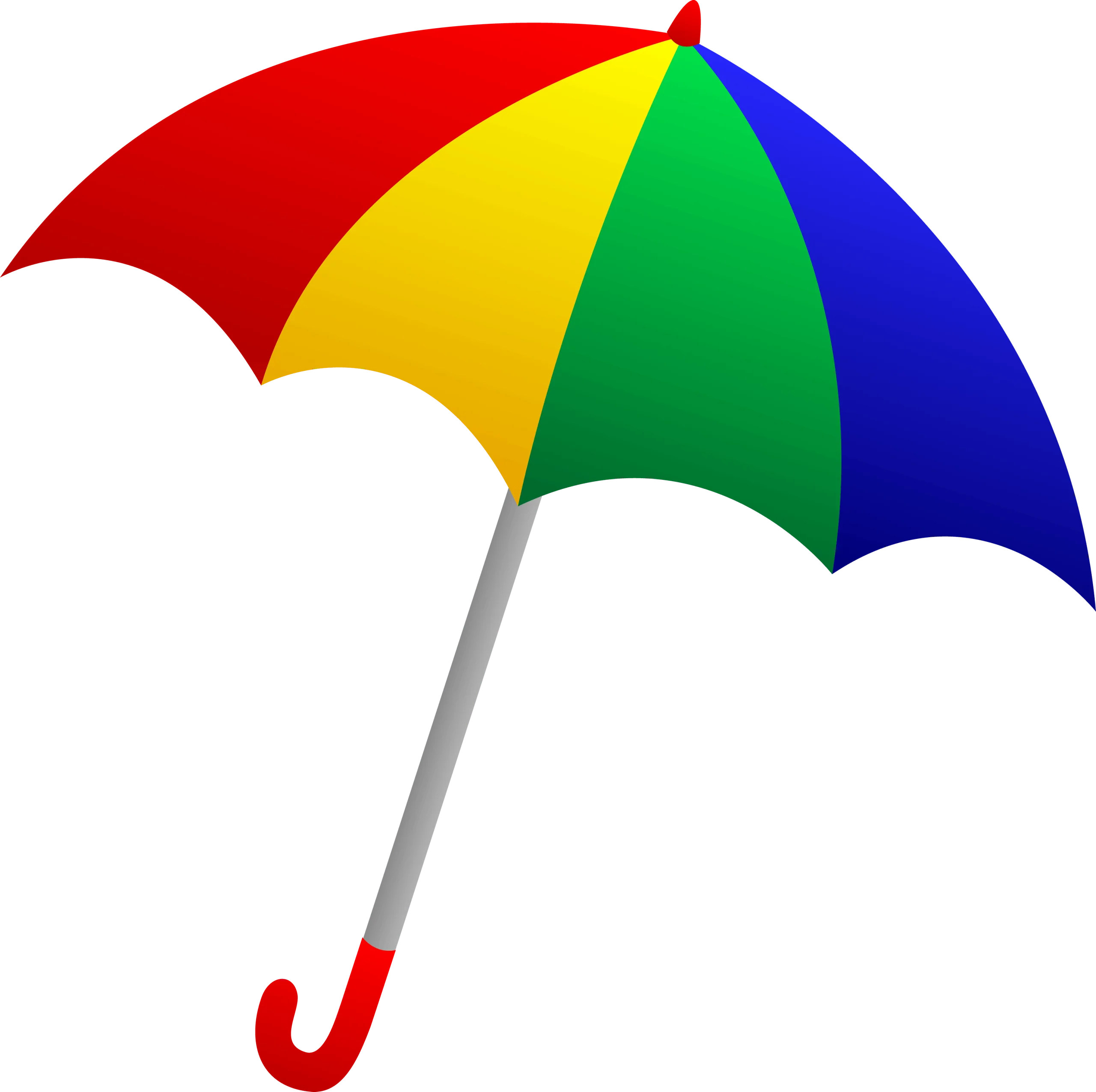 Colorful Rainbow Beach Umbrella Clipart Design with Playful Geometric Panels