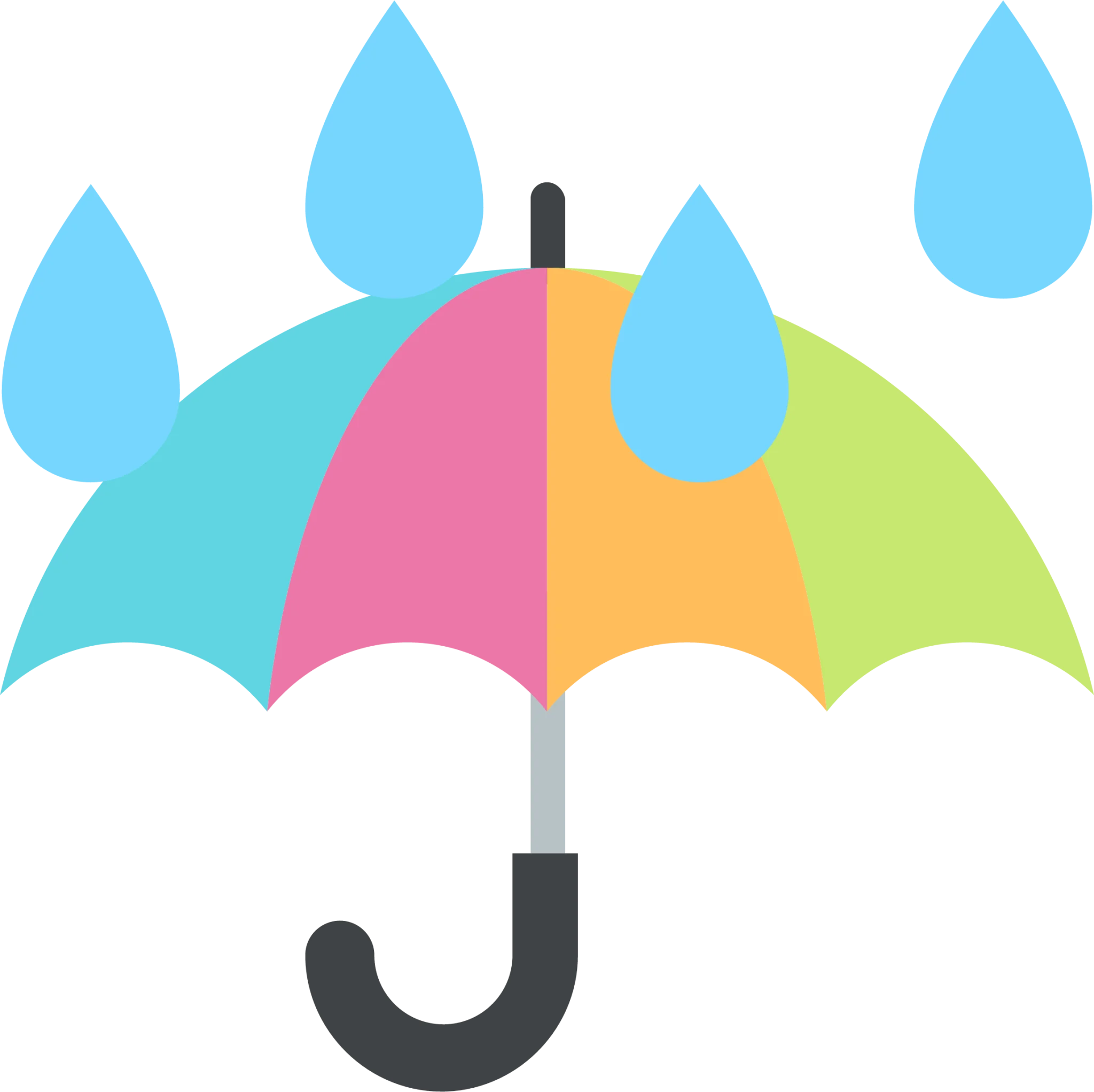 Colorful Whimsical Rainbow Umbrella Protection Clipart Design