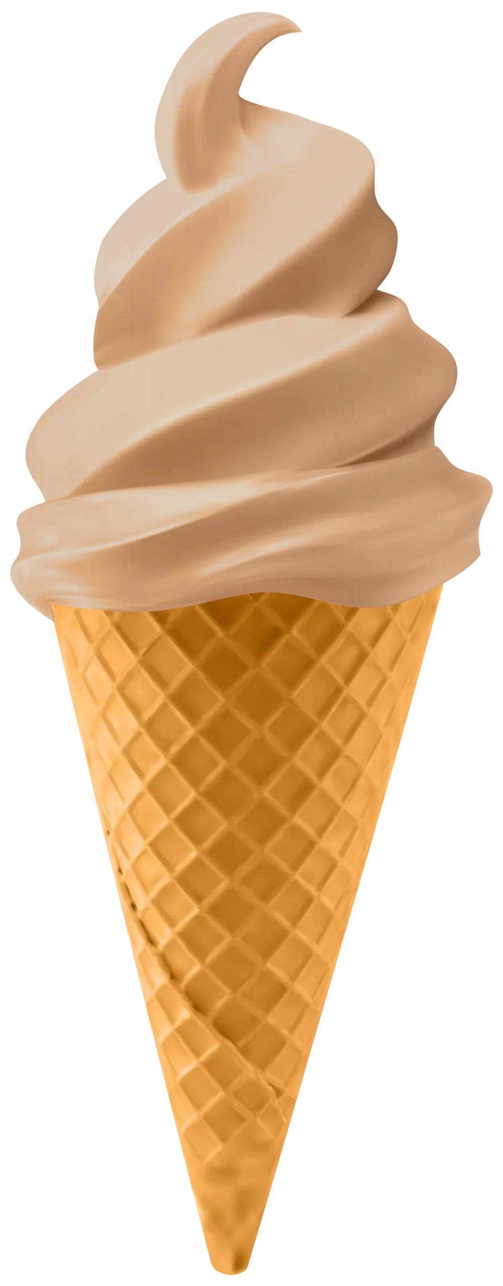 Creamy Soft-Serve Ice Cream Cone Clipart with Elegant Swirl Design