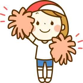 Cute Cheerleader Character with Playful Pom-Poms Cartoon Clipart Design