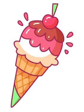 Delightful Cherry Strawberry Ice Cream Cone Kawaii Clipart Design