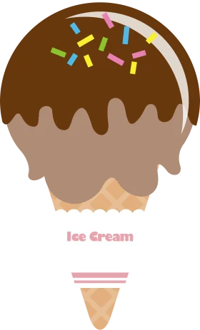 Delightful Chocolate Dripping Ice Cream Cone Clipart with Colorful Sprinkles
