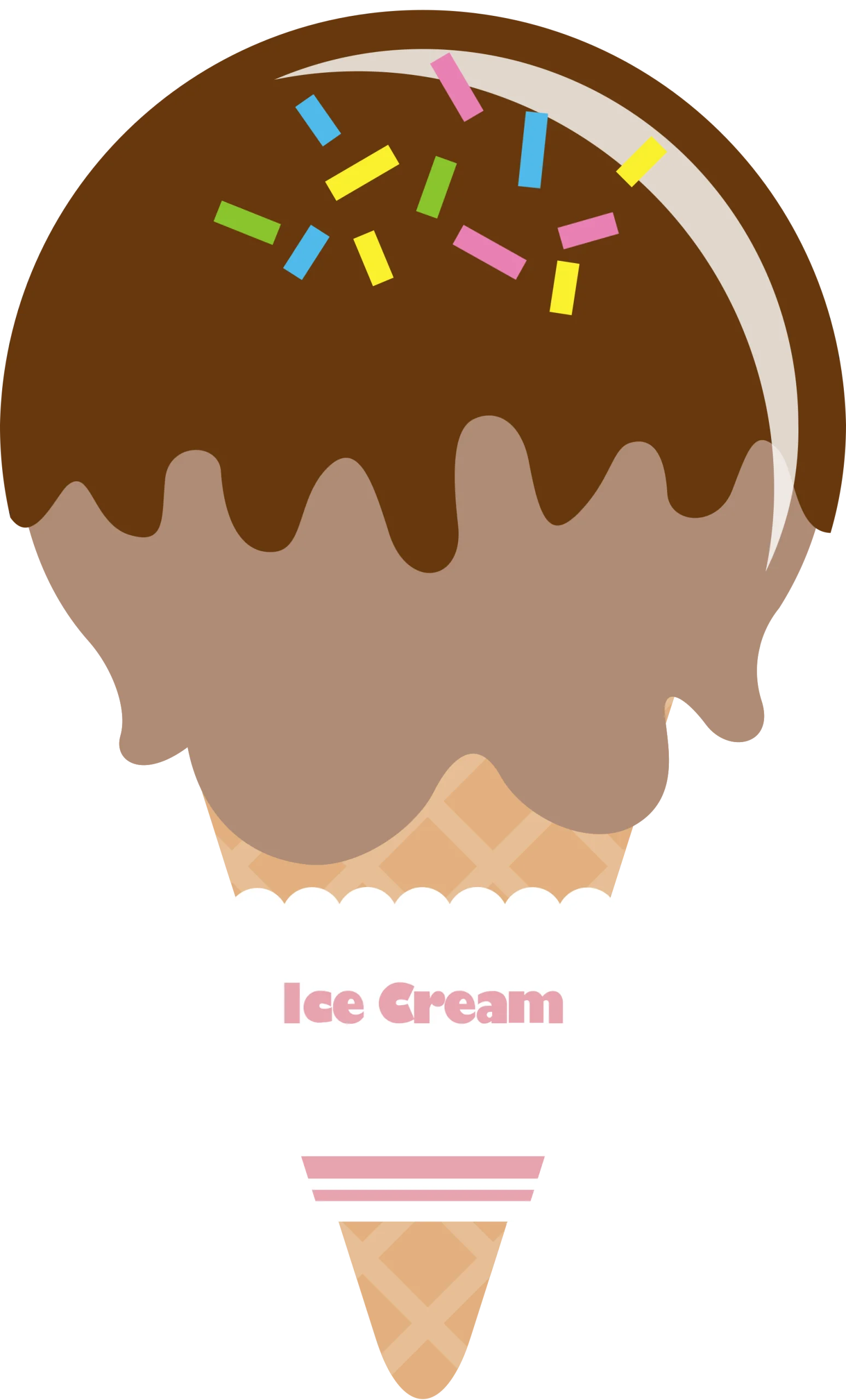 Delightful Chocolate Dripping Ice Cream Cone Clipart with Colorful Sprinkles
