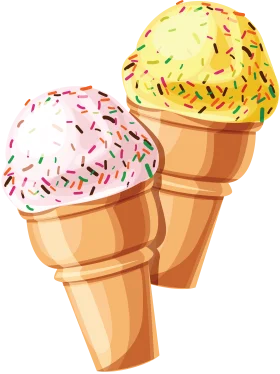 Delightful Summer Treats: Colorful Ice Cream Cone Clipart with Sprinkles