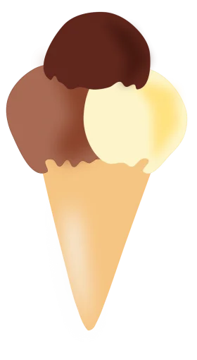 Delightful Tri-Flavor Ice Cream Cone Clipart with Smooth Color Gradient