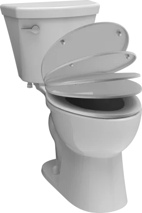 Detailed Ceramic Toilet Clipart Rendering with Open Seat and Tank