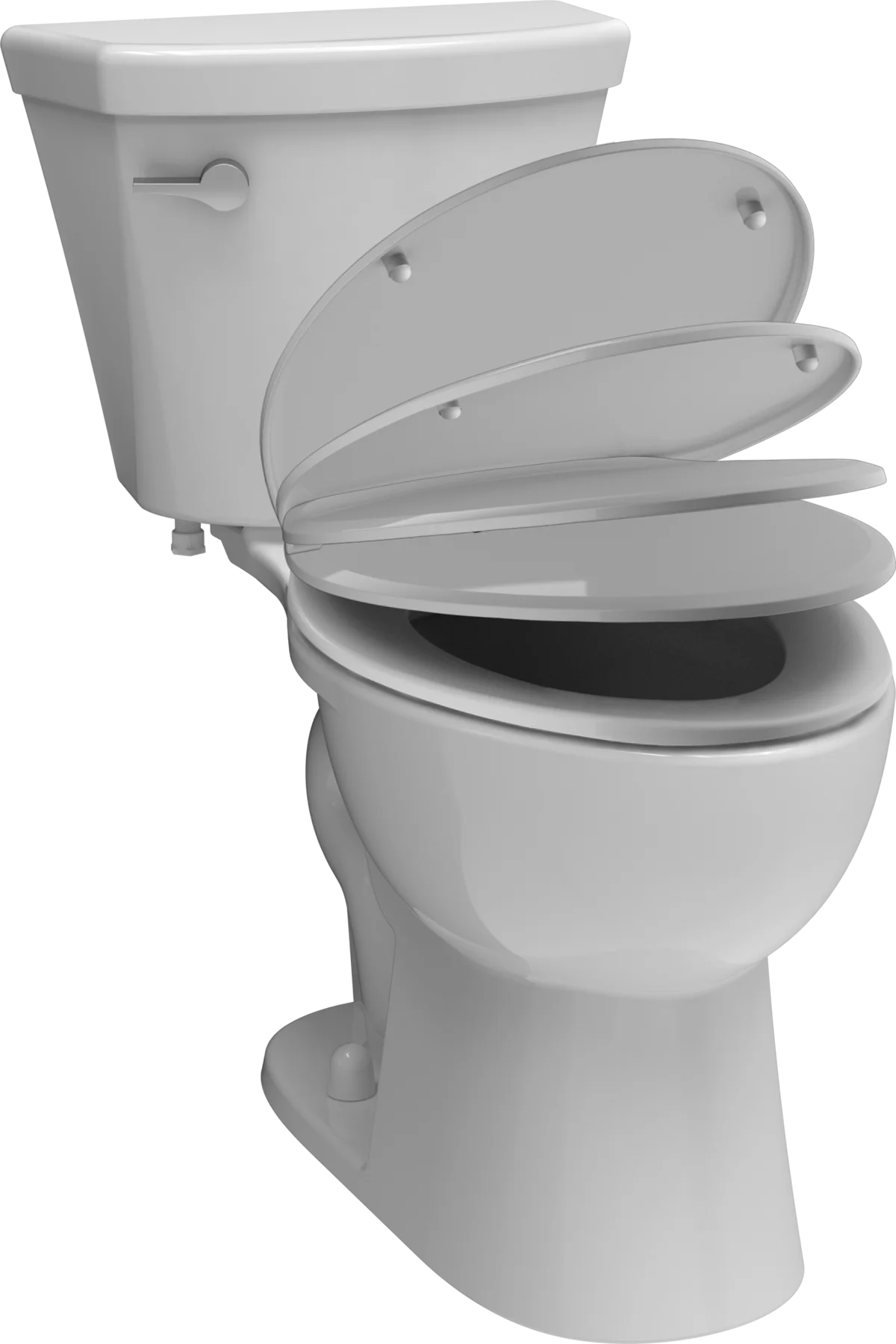 Detailed Ceramic Toilet Clipart Rendering with Open Seat and Tank
