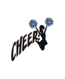Dynamic Cheerleader Silhouette with Blue Pom-Poms Energetic Clipart Design