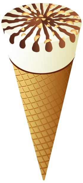 Elegant Swirling Chocolate and Vanilla Ice Cream Cone Clipart Design