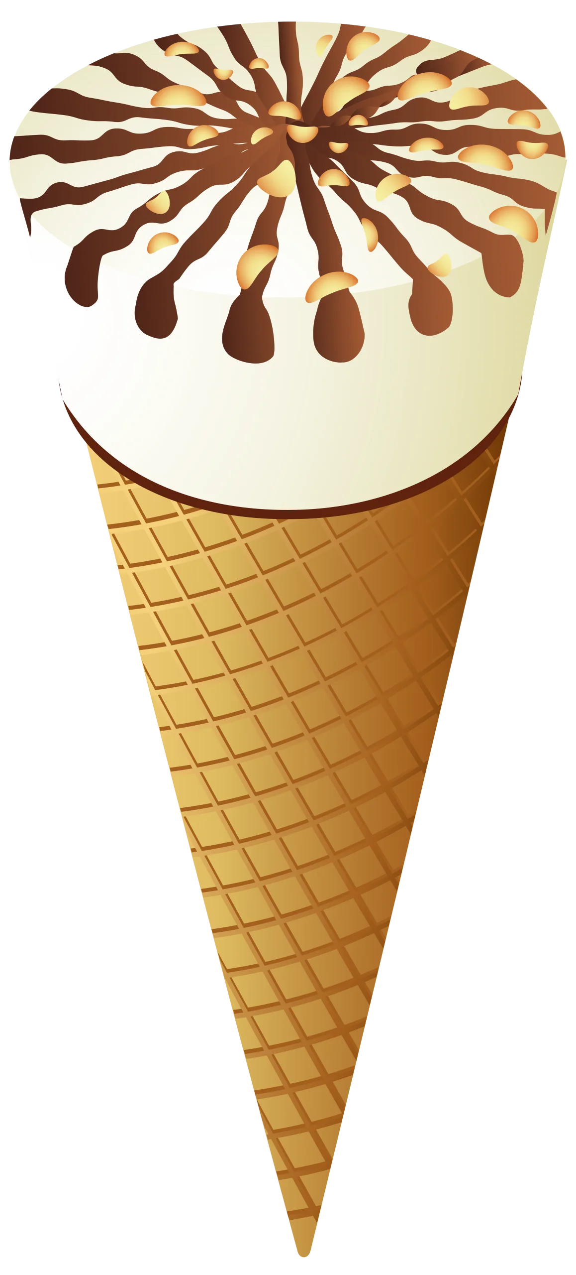 Elegant Swirling Chocolate and Vanilla Ice Cream Cone Clipart Design