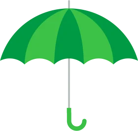 Emerald Green Umbrella Clipart Illustration with Smooth Sectioned Design