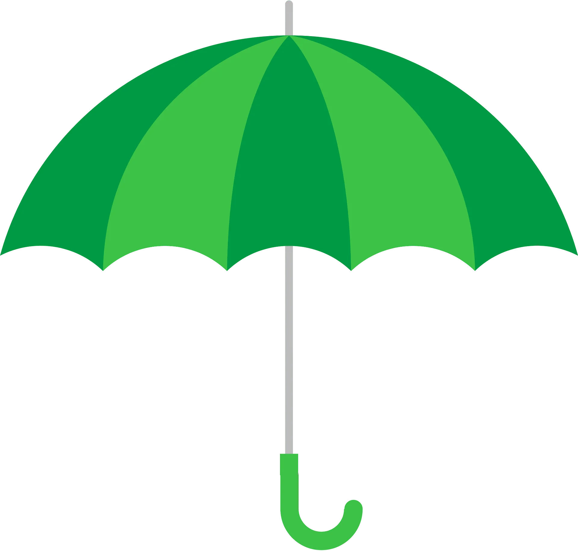 Emerald Green Umbrella Clipart Illustration with Smooth Sectioned Design