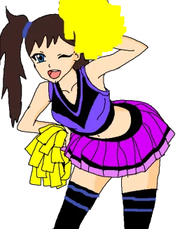 Energetic Anime-Style Cheerleader Clipart with Dynamic Pose and Pom-Poms