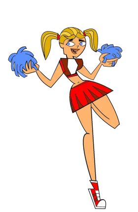 Energetic Blonde Cheerleader Clipart Character with Blue Pom-Poms and Dynamic Pose