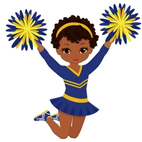 Energetic Blue and Yellow Cheerleader Clipart Illustration of Young Spirit Performer