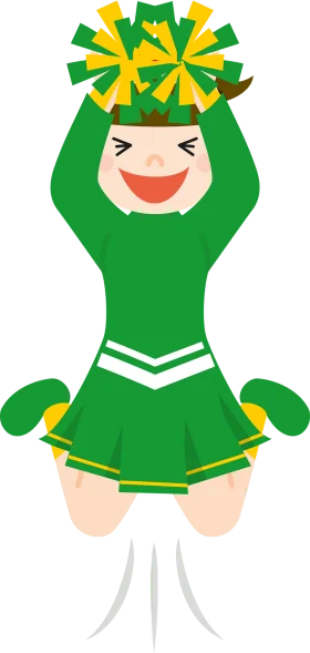 Energetic Green and Yellow Cheerleader Clipart Illustration with Dynamic Pose