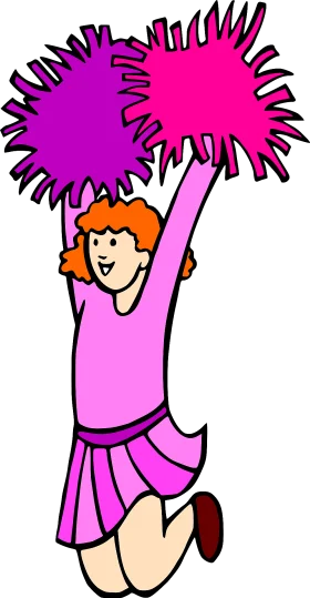Energetic Pink Pom-Pom Cheerleader Clipart - Spirited School Sports Illustration