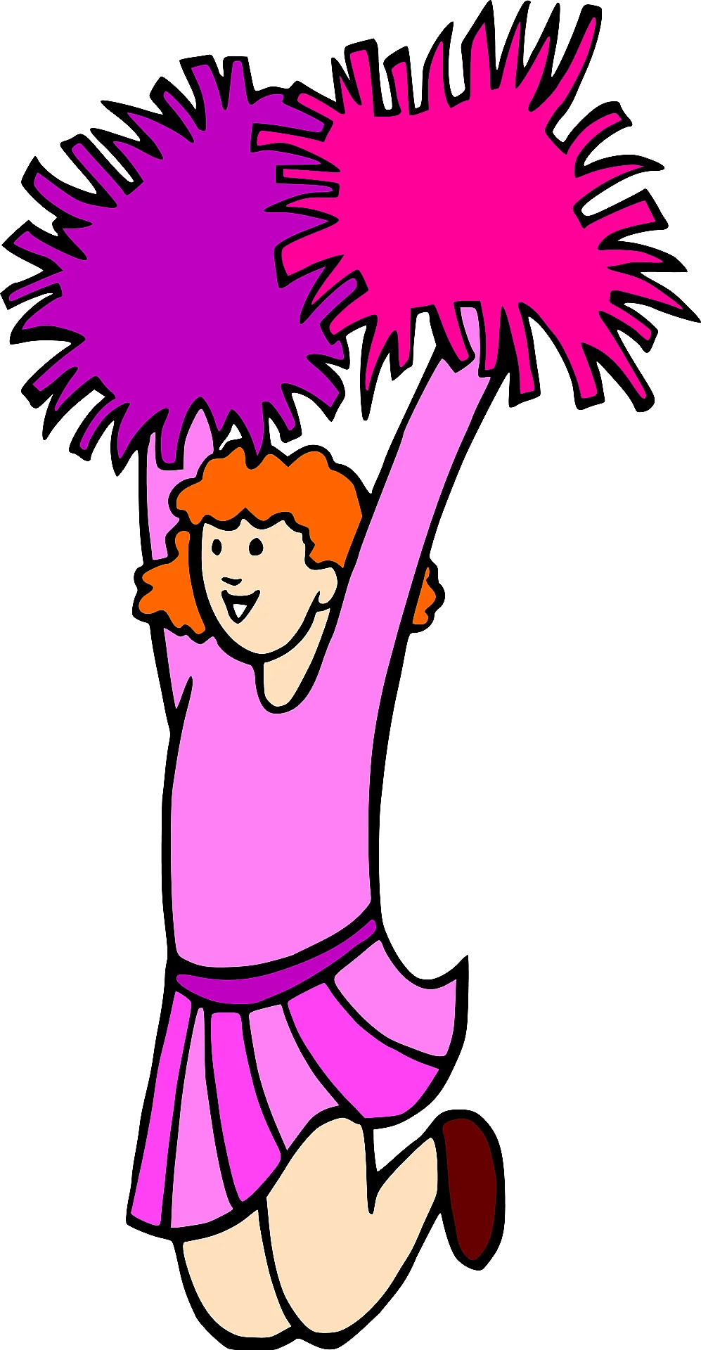 Energetic Pink Pom-Pom Cheerleader Clipart - Spirited School Sports Illustration