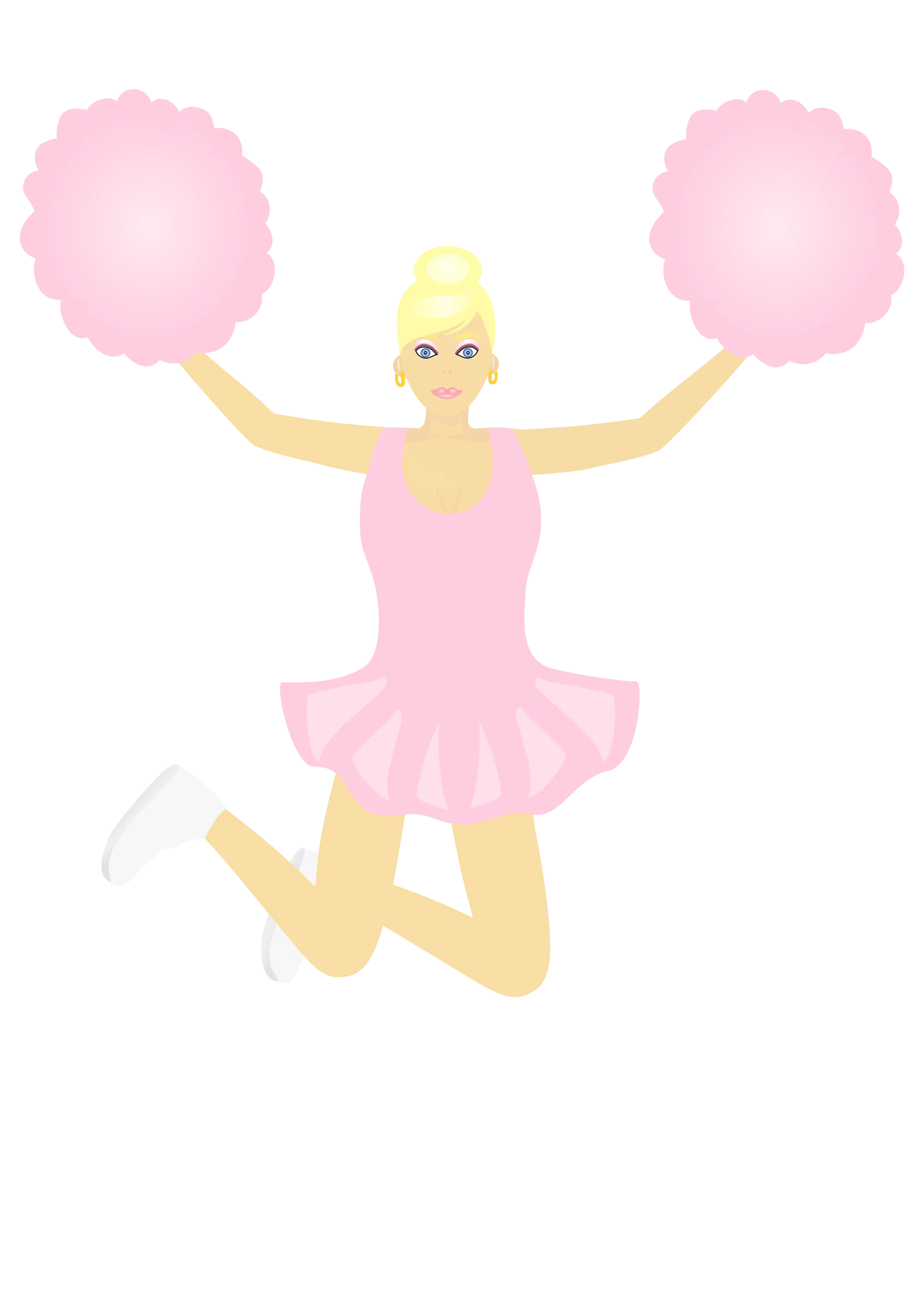 Energetic Pink Pom-Pom Cheerleader Clipart with Joyful Dance Pose