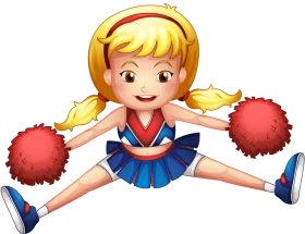 Energetic Young Blonde Cheerleader Clipart with Dynamic Pom-Poms