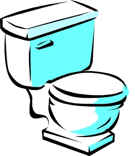 Minimalist Blue and White Bathroom Fixture Toilet Clipart Design