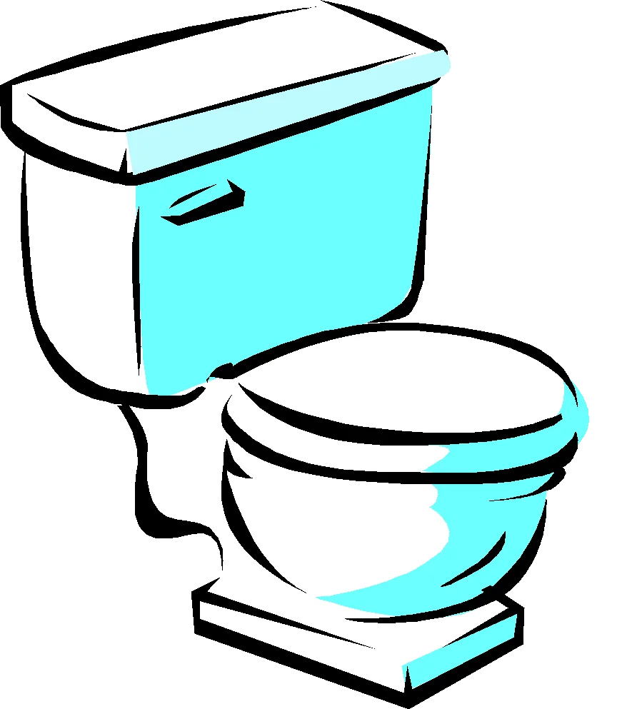 Minimalist Blue and White Bathroom Fixture Toilet Clipart Design
