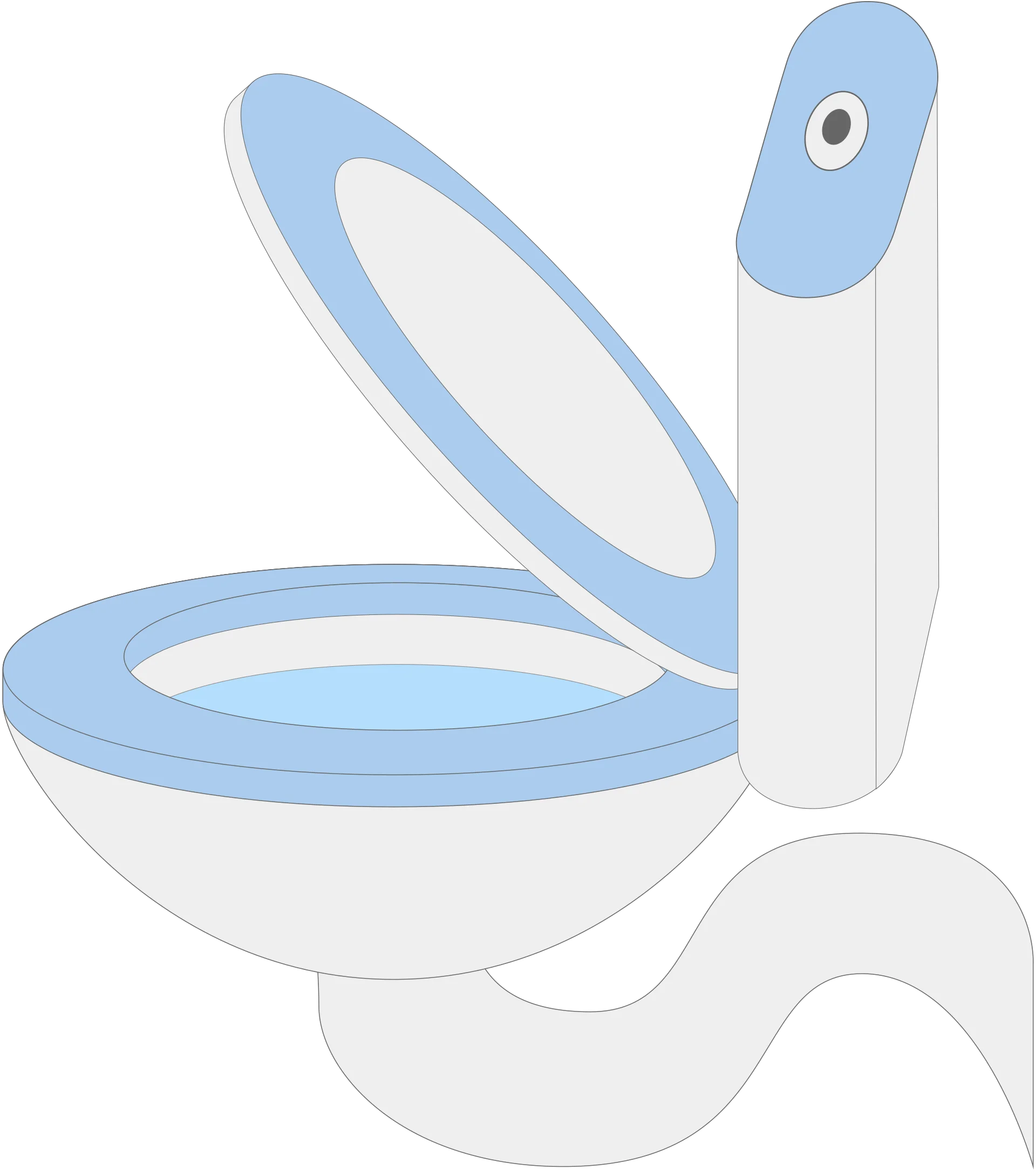 Minimalist Blue and White Toilet Seat Clipart Illustration Design